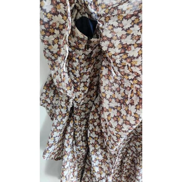Jill Stuart Dress Womens 8 Floral Ruffle Boho Mini Short Sleeve Layered - Picture 5 of 6